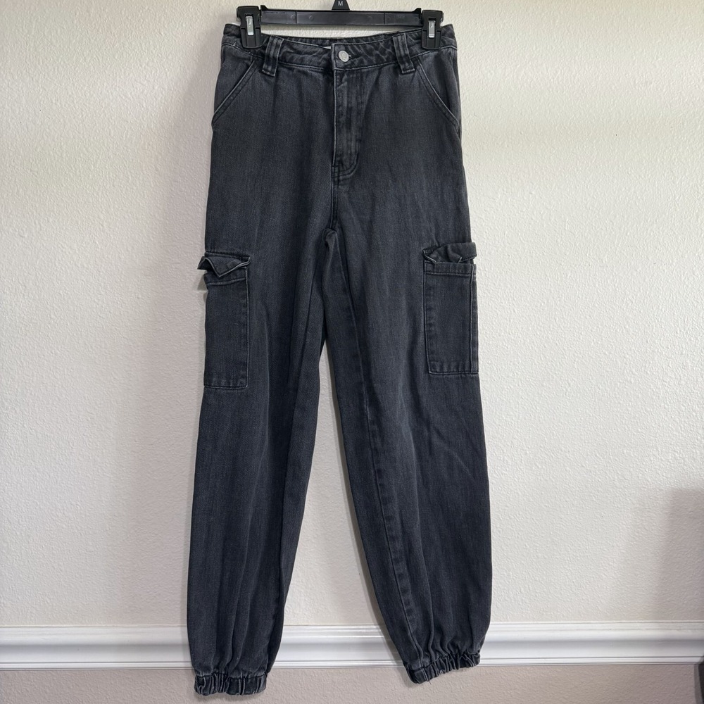 PacSun 90s Jogger Pants Womens Size 25 Faded Black Cargo Pockets Utility Retro